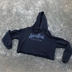 Limited edition black crop hoodie sweatshirt